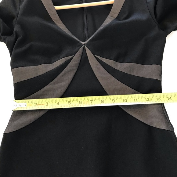 BCBG MaxAzria Little Black Dress Long Sleeve V Neck Mid Length Bodycon Womens S - Picture 13 of 14